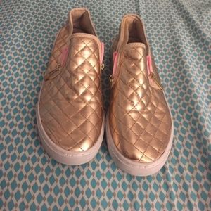 Gold slip on shoes sneakers